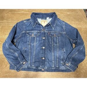 NWT Levis Premium Shrunken 90s  Style Trucker Jacket Women 2X Dark Wash Denim